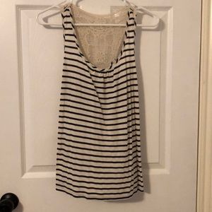 5 for $20! Black and white laced striped tank
